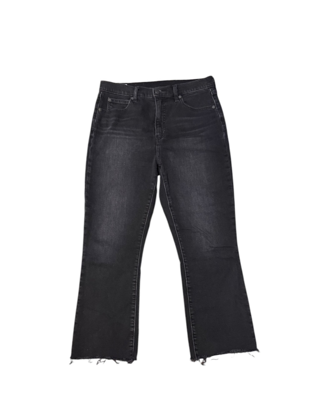 GAP Kick Fit High Rise Black Washed Flare Jeans with Raw Hem 30 / 10R